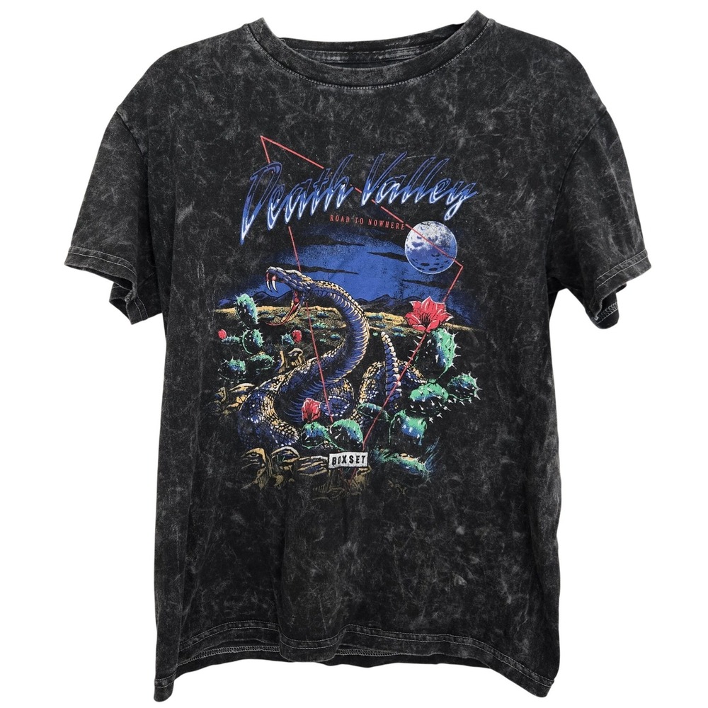 Boxset‎ T-Shirt Small Black Acid Wash Death Valley Snake Graphic Road To Nowhere